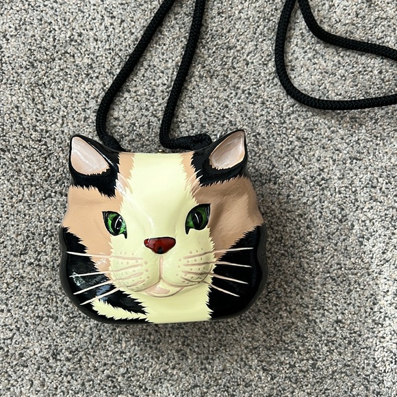 Vintage Timmy Woods Painted Cat Purse - Picture 1 of 9